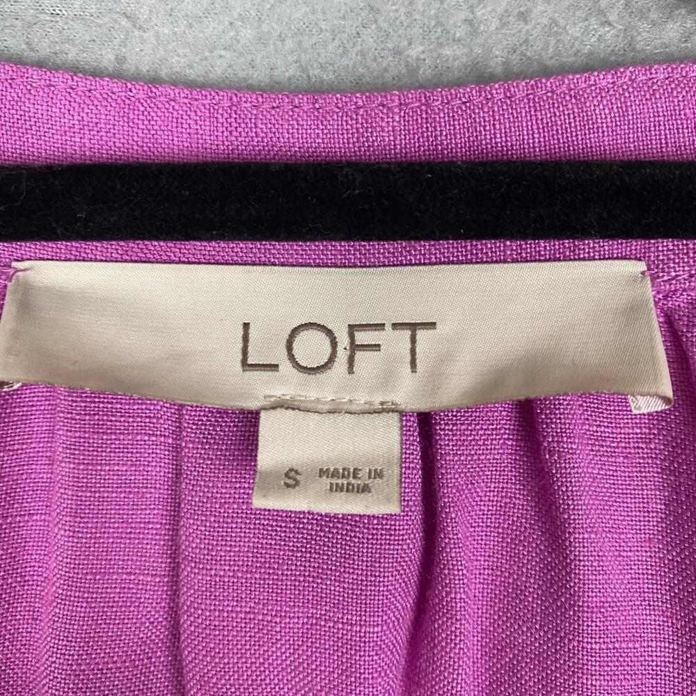 LOFT Linen Blend Ladder Stitch Pocket Shift Dress Womens Small Lavender‎ - Picture 4 of 8